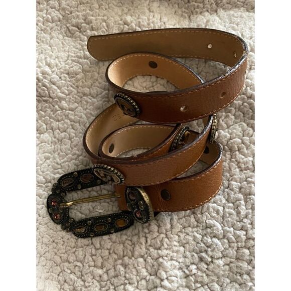 VNT Leatherock  Western Garnet Tiger Eye Woman Belt Size 34/ Pristine - Picture 7 of 7